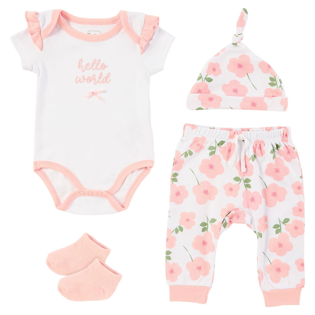 4-Piece Baby Box Set - Pink Hello World