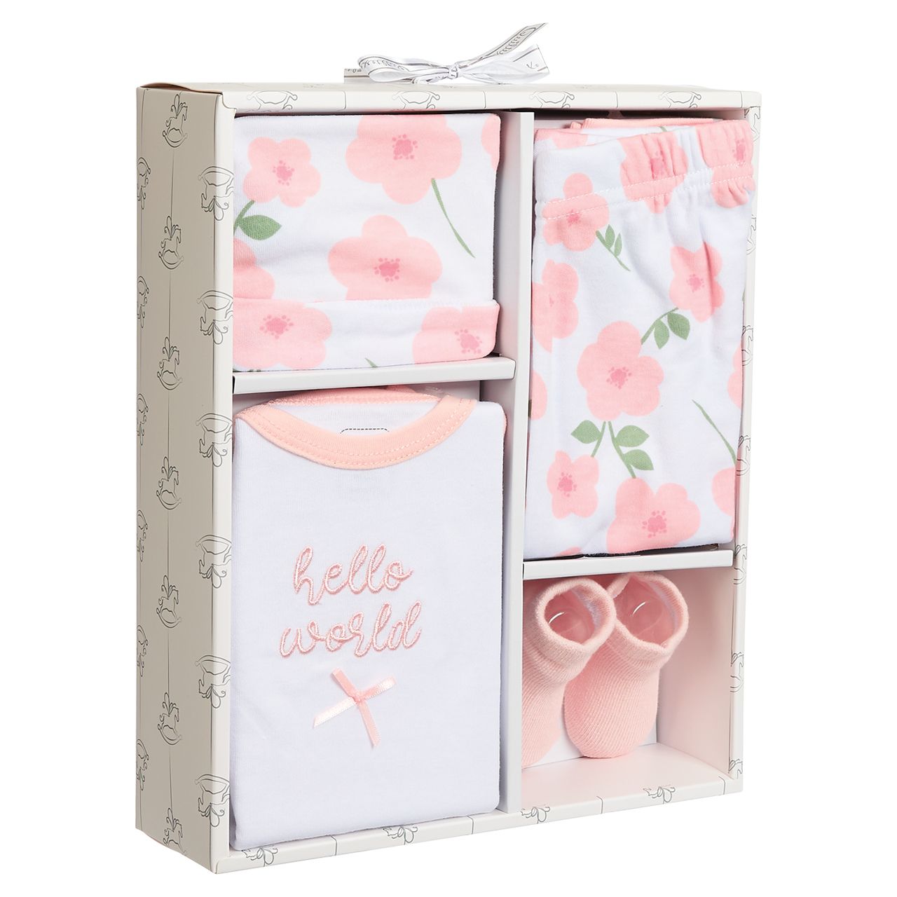 4-Piece Baby Box Set - Pink Hello World