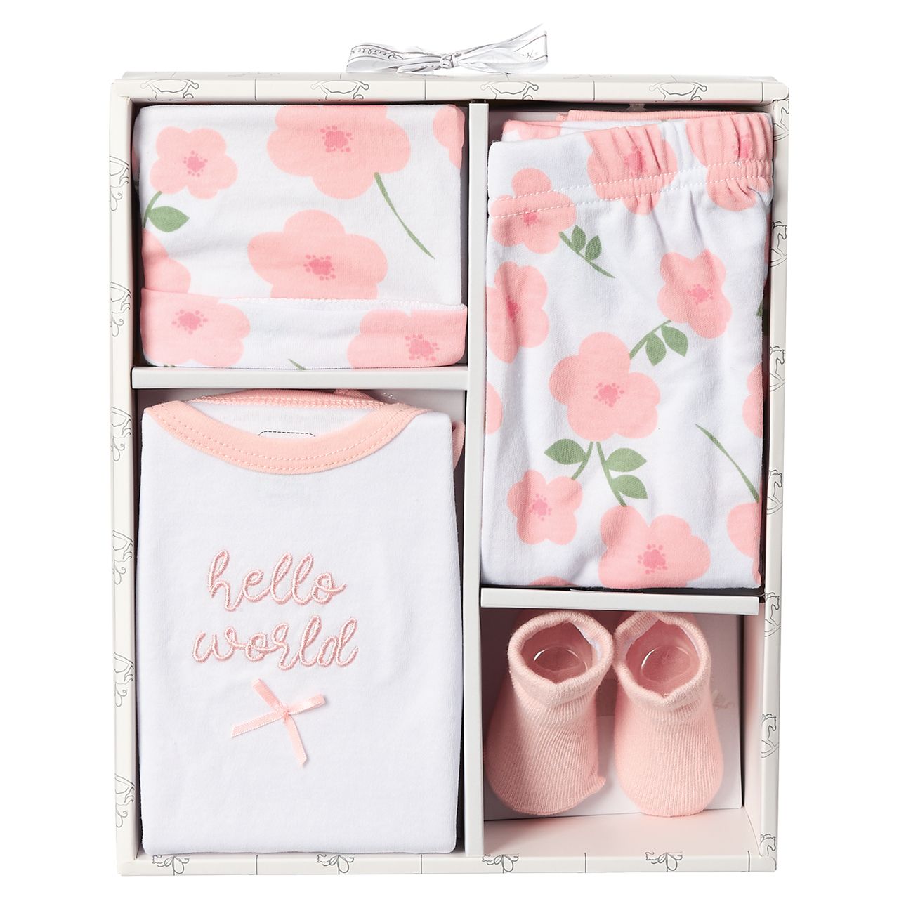 4-Piece Baby Box Set - Pink Hello World